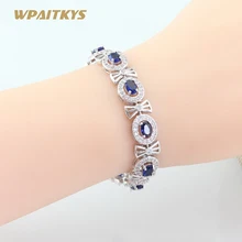 Темно-синий кристалл белый CZ серебряный цвет браслеты ювелирные изделия для женщин подарочная коробка WPAITKYS