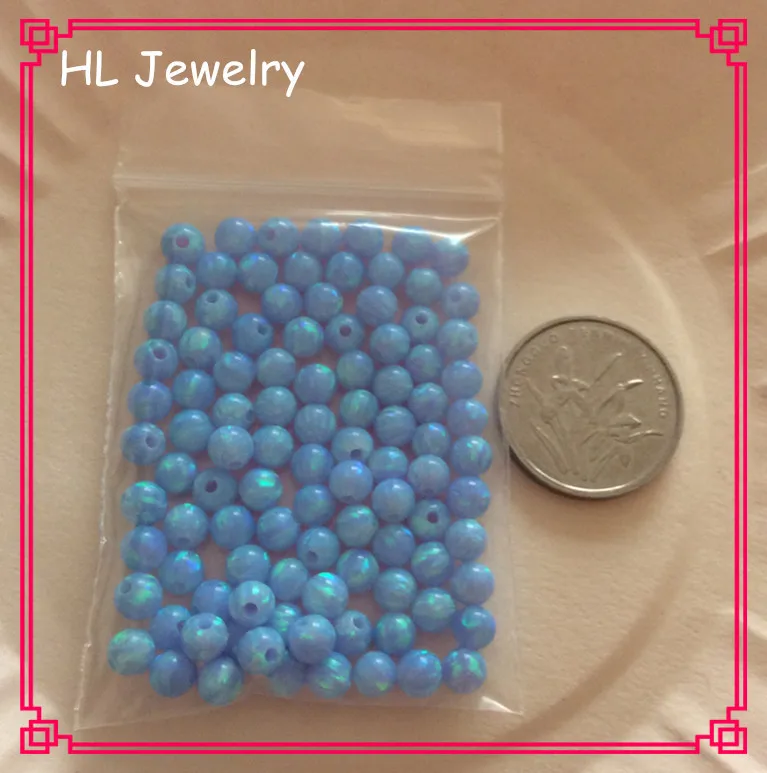 100PCS/Lot Lab Created Syntheitc Opal Beads 4mm Op06 Azure Blue Fire