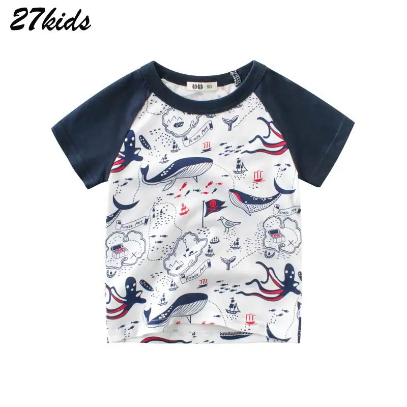 27, детские футболки с рисунками из мультфильмов «Рыбалка за беду» летние футболки для мальчиков с изображением акулы и рыбы Детские футболки с короткими рукавами - Цвет: 9111 same photo