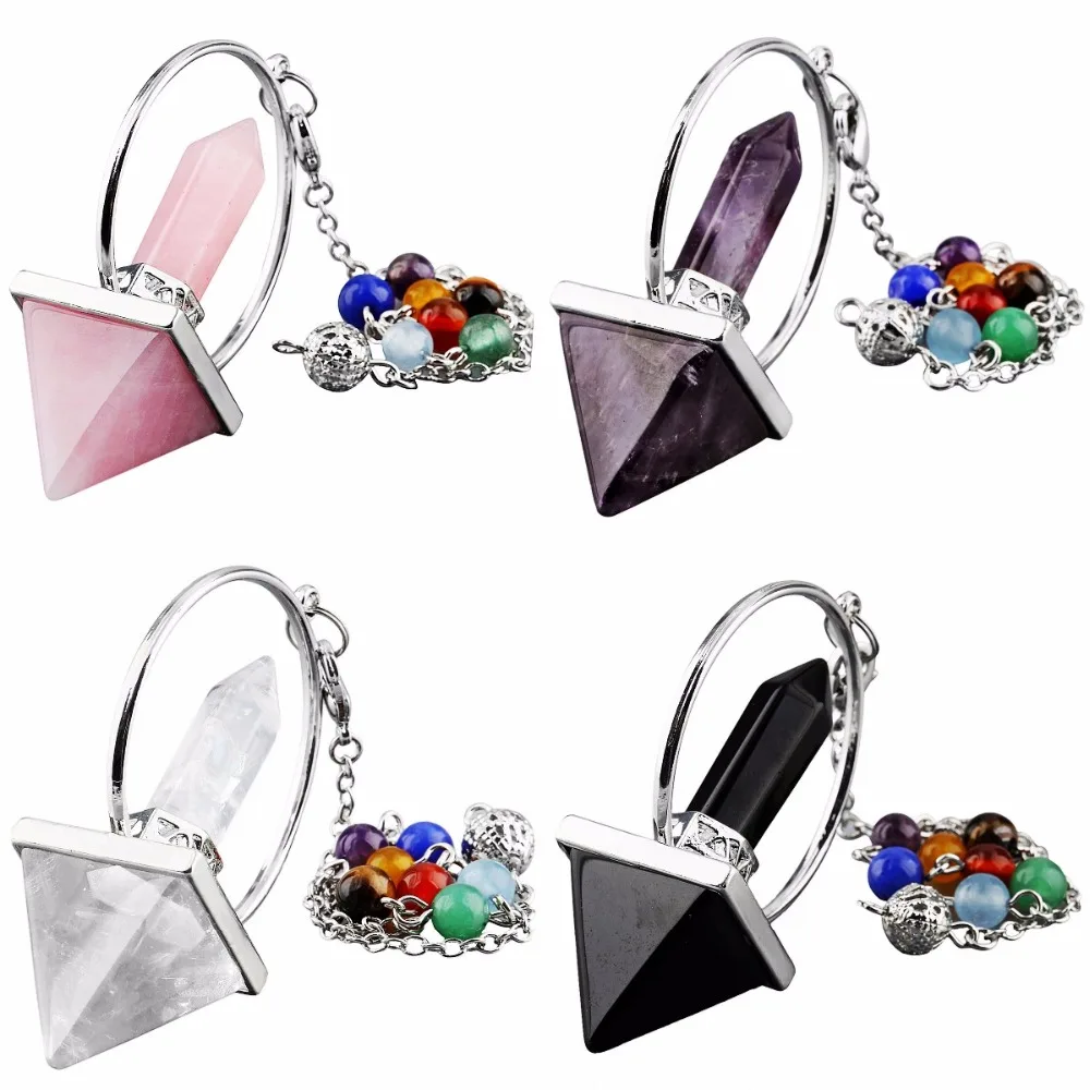 

TUMBEELLUWA 7 Chakra Reiki Healing Dowsing Crystal Spiritual Energy Prism Pyramid Pendulum