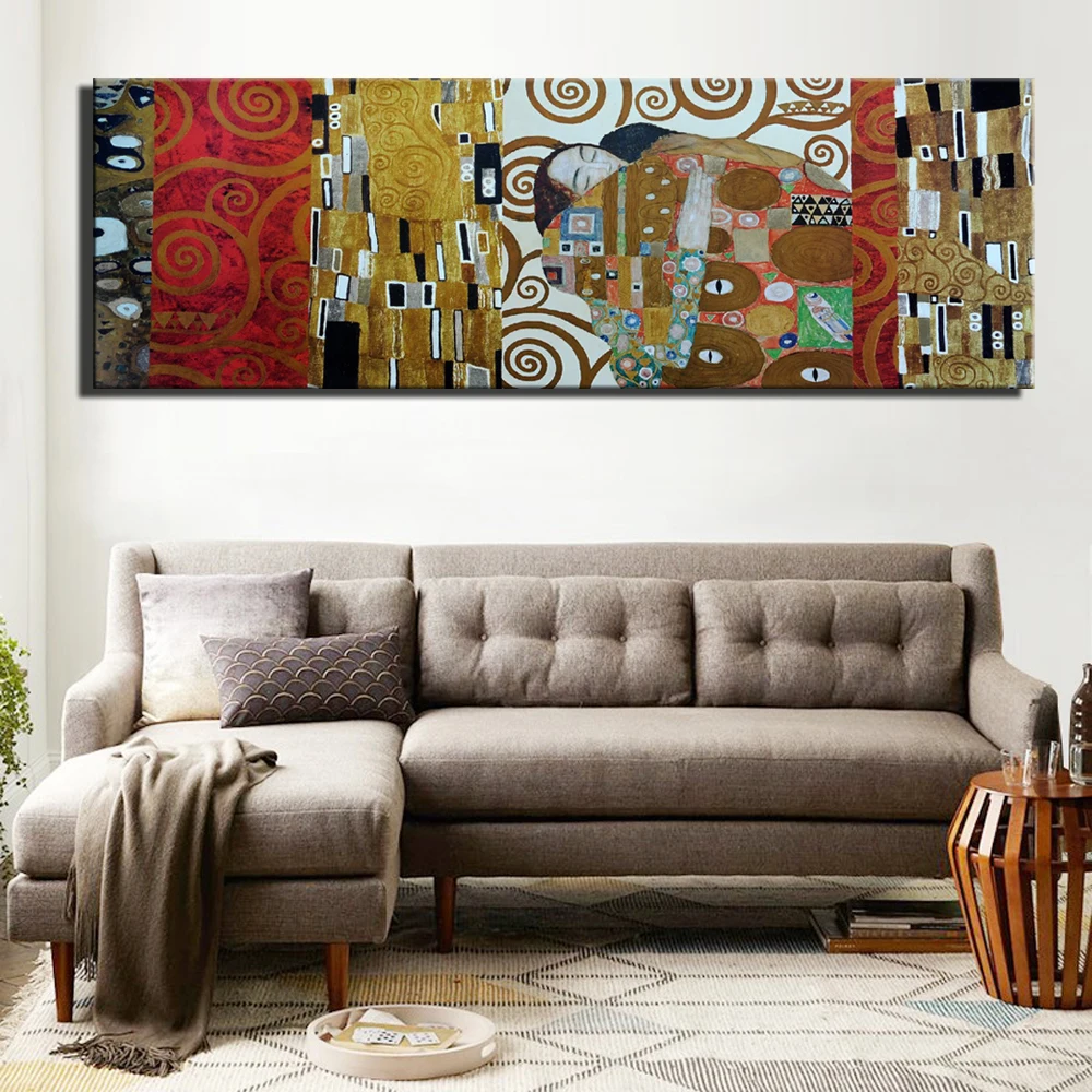  Gustav Klimt Kiss Famous Canvas Paintings For Bed Room Decor Large Size World Famous Painting Repli