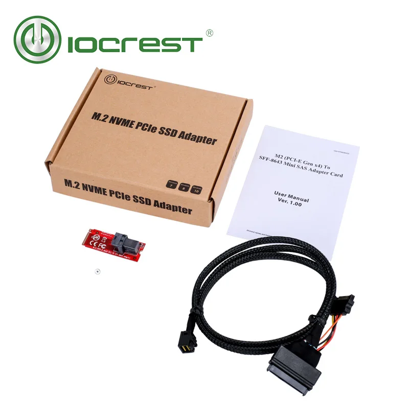 IOCREST U.2 SFF-8639 M.2 M ключ NVMe адаптер карты Mini SAS M.2 M-Key NVMe SFF-8639 адаптер с SFF-8639 кабелем