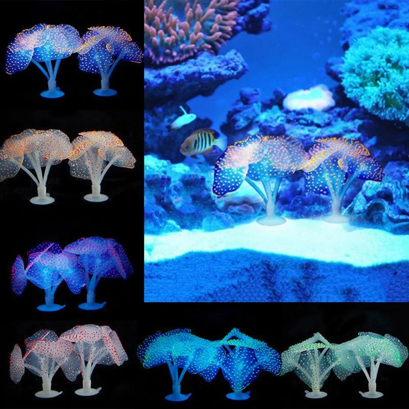 Aquarium fluorescent luminous silicone shell coral decoration coral