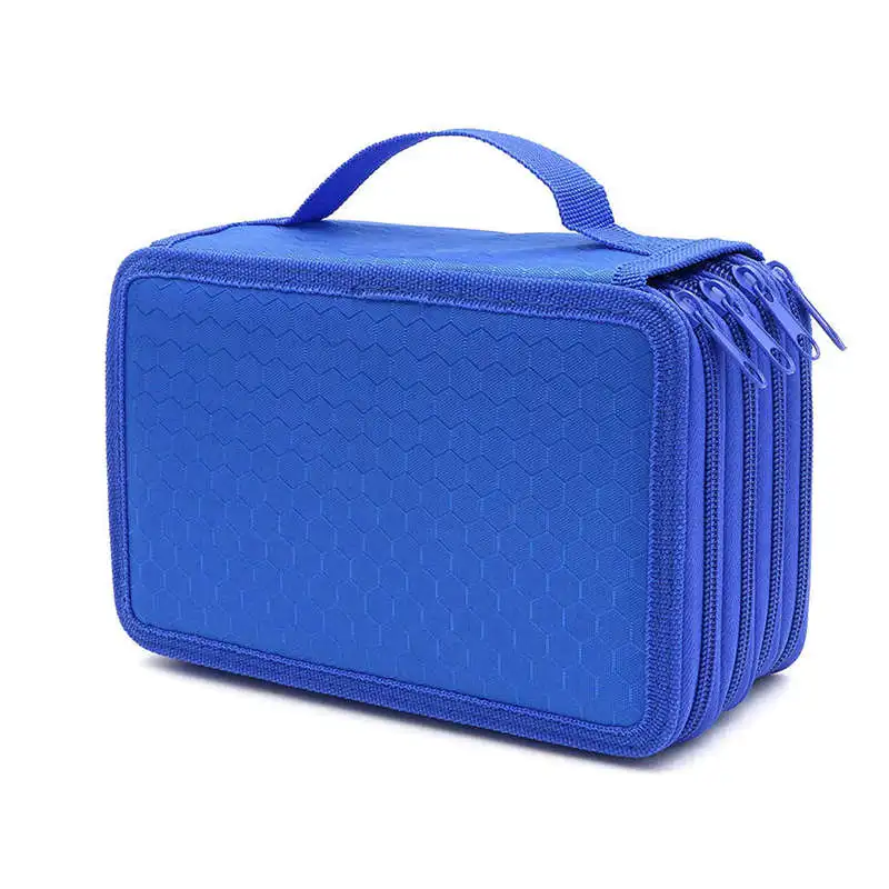 

72 Holes 4 Layers Pencil Case For School Student Oxford Bag Marker Storage Colored Pencils Pen School Supplies Blue