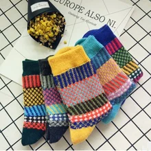 10 пар/лот, новинка, зимние женские носки, распродажа, Национальный стиль, Ретро стиль, хит, цвет, двойные шерстяные носки, женские утепленные носки с кроликом