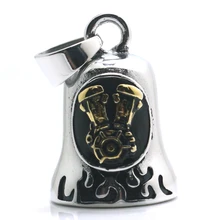 Мужские Мальчики 316L нержавеющая сталь крутая Золотая Байкерская пламенная подвеска-колокольчик двигателя