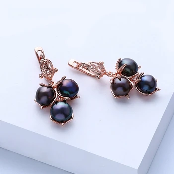 

Vintage Simulated-Pearl Earrings Crystal Cubic Zirconia Gold Dangle/Drop Earrings for Women Wedding Earrings White/Black/Pink
