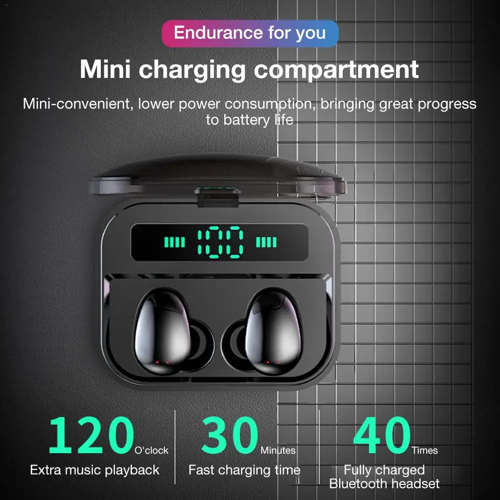 Rondaful Smart Touch Control Bluetooth V5.0 TWS True Wireless Earbuds Earphone + Charging Box Hi-Fi Stereo Sound Bilateral Calls