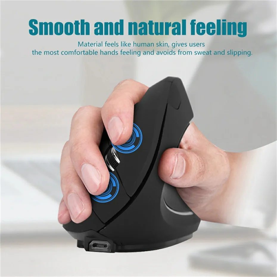 Basix Rechargeable Wireless Mouse 2.4GHz Vertical Gaming Mouse5