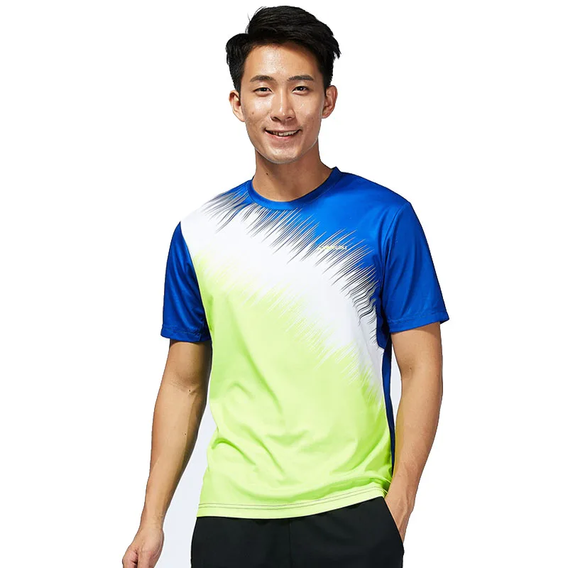 Бренд Kawasaki, мужская спортивная одежда, ST-T1026, футболка для бадминтона, дышащая теннисная рубашка с круглым вырезом и коротким рукавом для мужчин