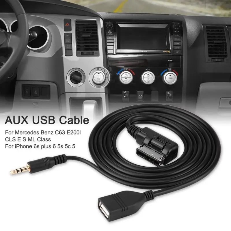 Автомобильный аудио AUX USB Кабель адаптер для Mercedes Benz C63 E200l CLS E S ML Class|Кабели