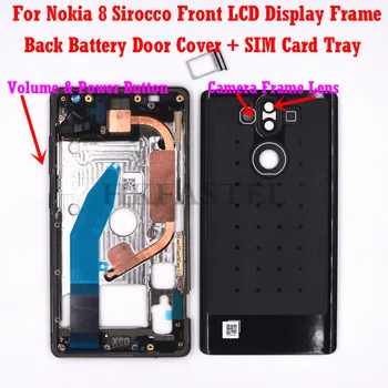 

For Nokia 8 Sirocco 8S Original Housing Mobile Phone Front LCD Frame Back battery door cover SIM card tray volume power key flex