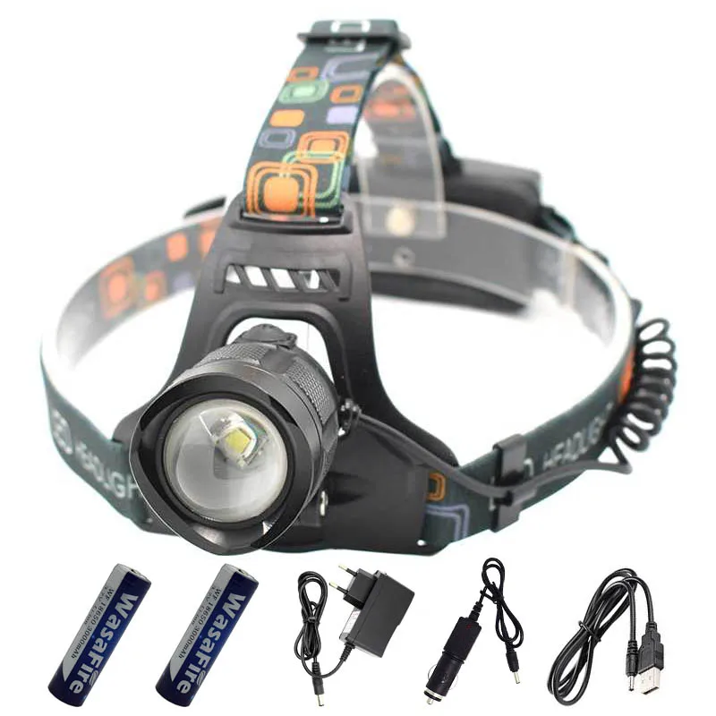 

Zoom Headlamp XML T6 LED Headlight USB Rechargeable Head Torch Powerful Frontal Led Running Forehead Light 18650 Dual Jack Lamp