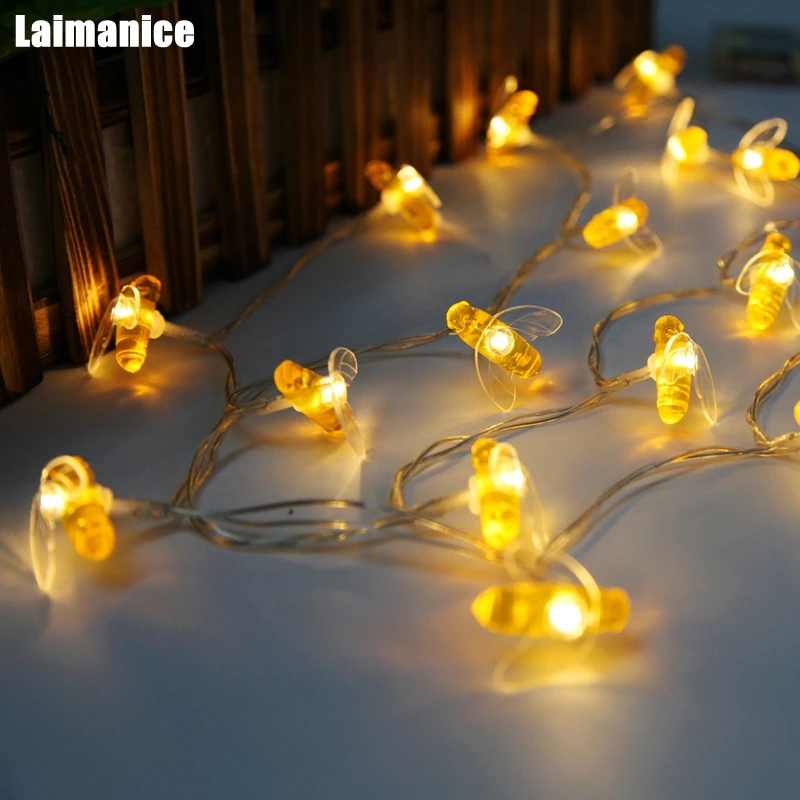 

2M AA Battery /5V USB Powered Honey Bee led String Lights Christmas Holiday Party Garden Decoration Fairy Lights Warm White