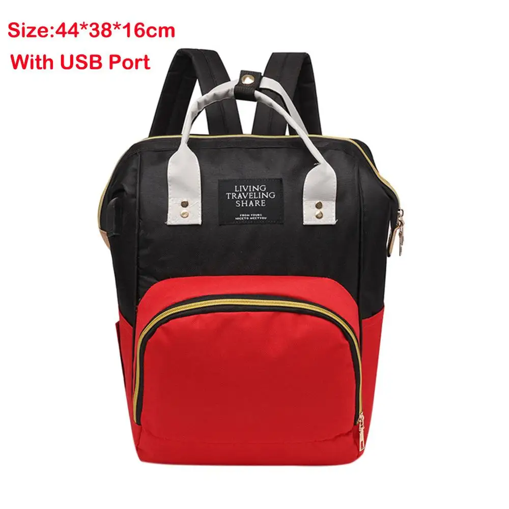 Сумка для детских подгузников с интерфейсом USB Большая емкость Водонепроницаемый Набор сумок для подгузников Мумия дорожный рюкзак для беременных кормящих сумки - Цвет: 251411.14