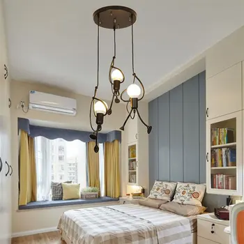 

DIY Iron Hanging Lights For Dining Living Room Little Man Climbing Rope Creative Pendant Lights Art Decoration Pendant Lamp
