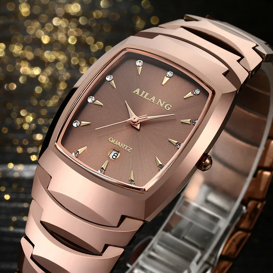 Классические модные пары Вольфрам сталь браслет часы AILANG бизнес любителей календари наручные часы Аналоговые кварцевые Relojes NW8008