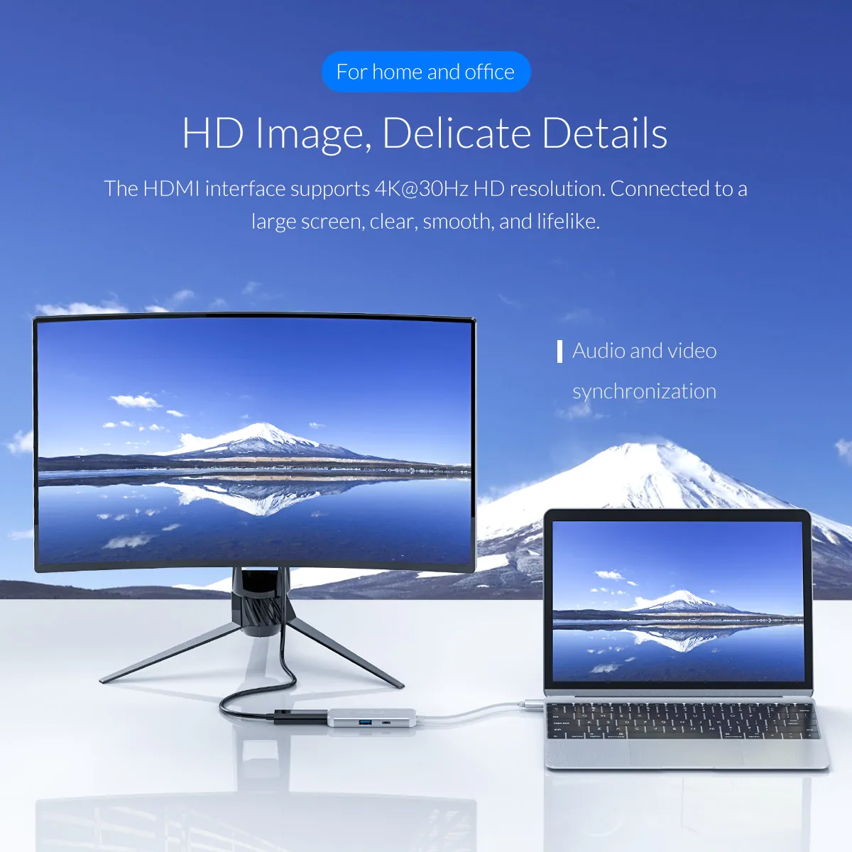 ORICO 3 in 1 USB-C HUB Type-C To HDMI Charger Adapter 4K HD USB3.0 Splitter Converter for MacBook S