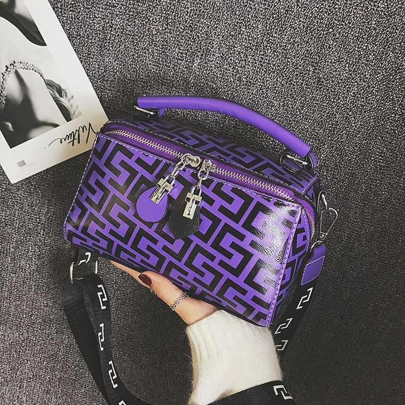 Women Fashion Printing Wide Shoulder Bag INS Popular Leather Handbag Exuqisite Female Messenger Bags Lady Luxury Bolsa SS3493 (19)