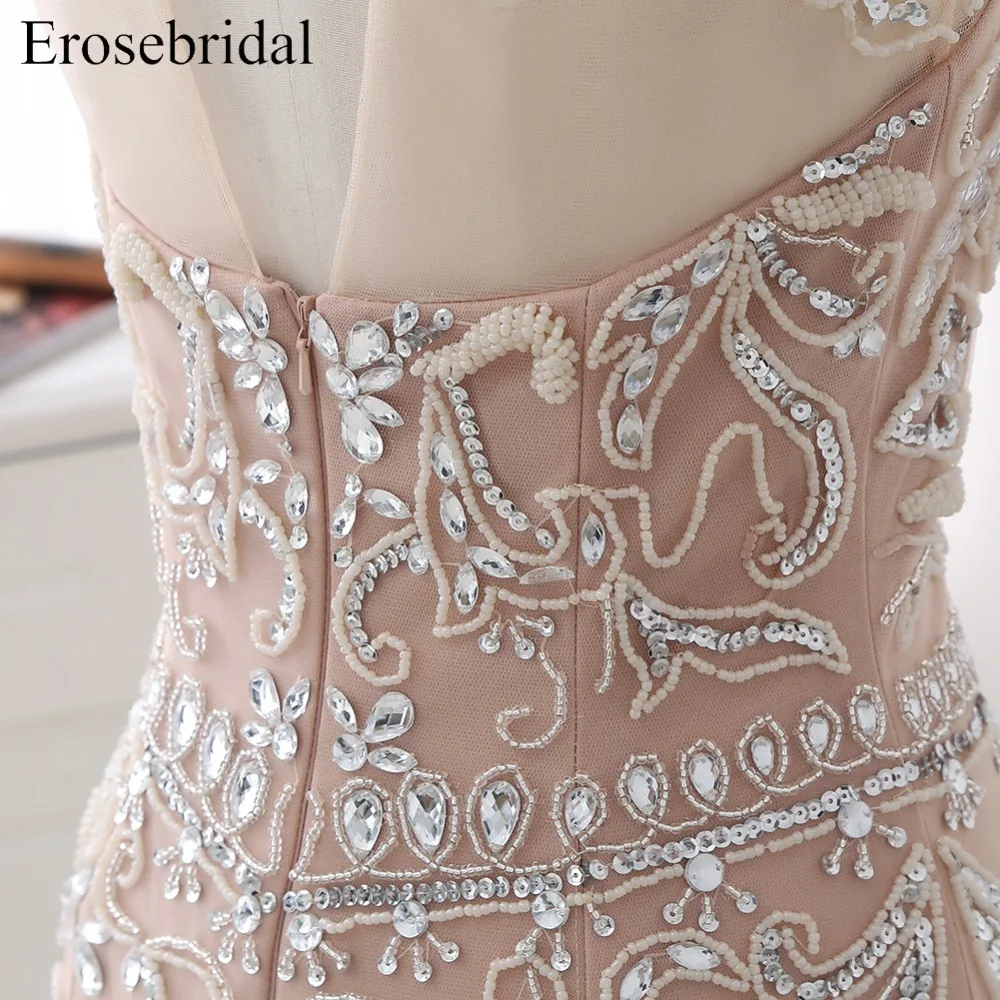 Роскошное вечернее платье Erosebridal длинное розовое русалки с прозрачным