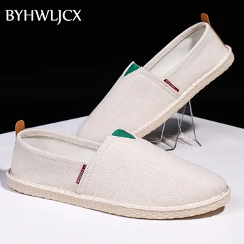 

Summer canvas casual male shoe simple ethnic style flat men's espadrilles soft non-slip sneakers for men home work daily shoes