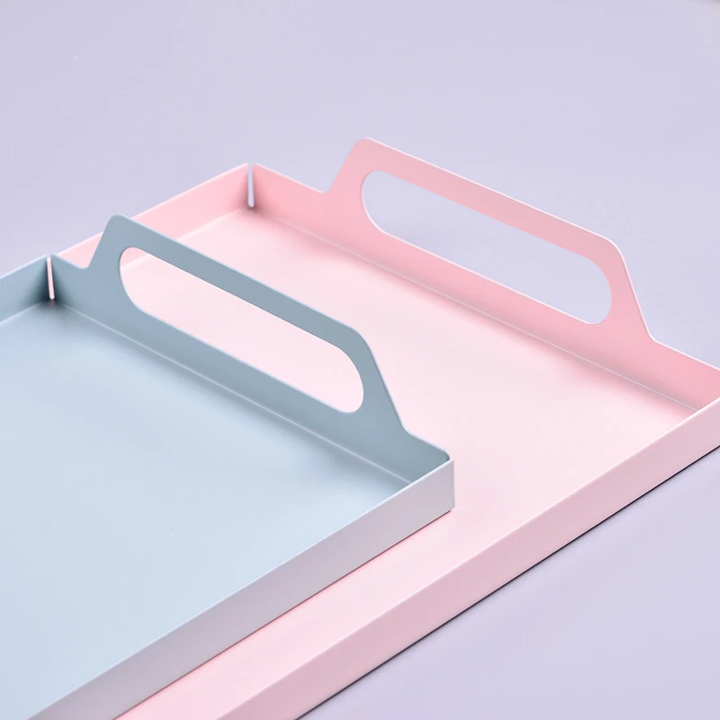 4 Colors Metal Iron Crafts Cosmetic Perfume Storage Tray Dish Decoration Plate Trays Gift Jewelry Ring Bread Dessert Plate