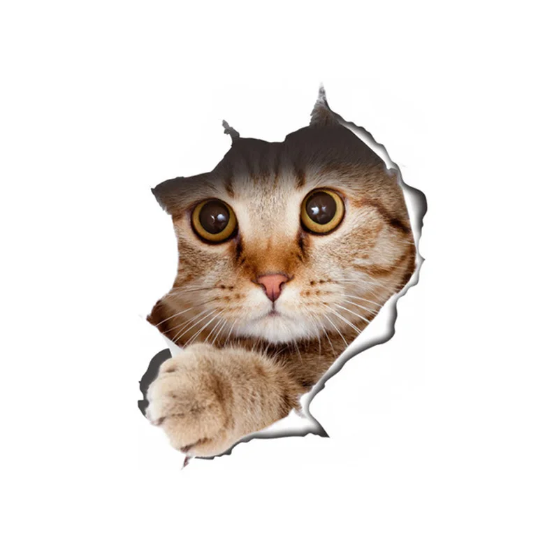 Wall Stickers Toilet Stickers Cat Stickers Lovely Cat Dog 3D Wall Stickers Hole View Bathroom Toilet Decals Living Room Home Decor Poster Cute Animals Waterproof Wallpaper