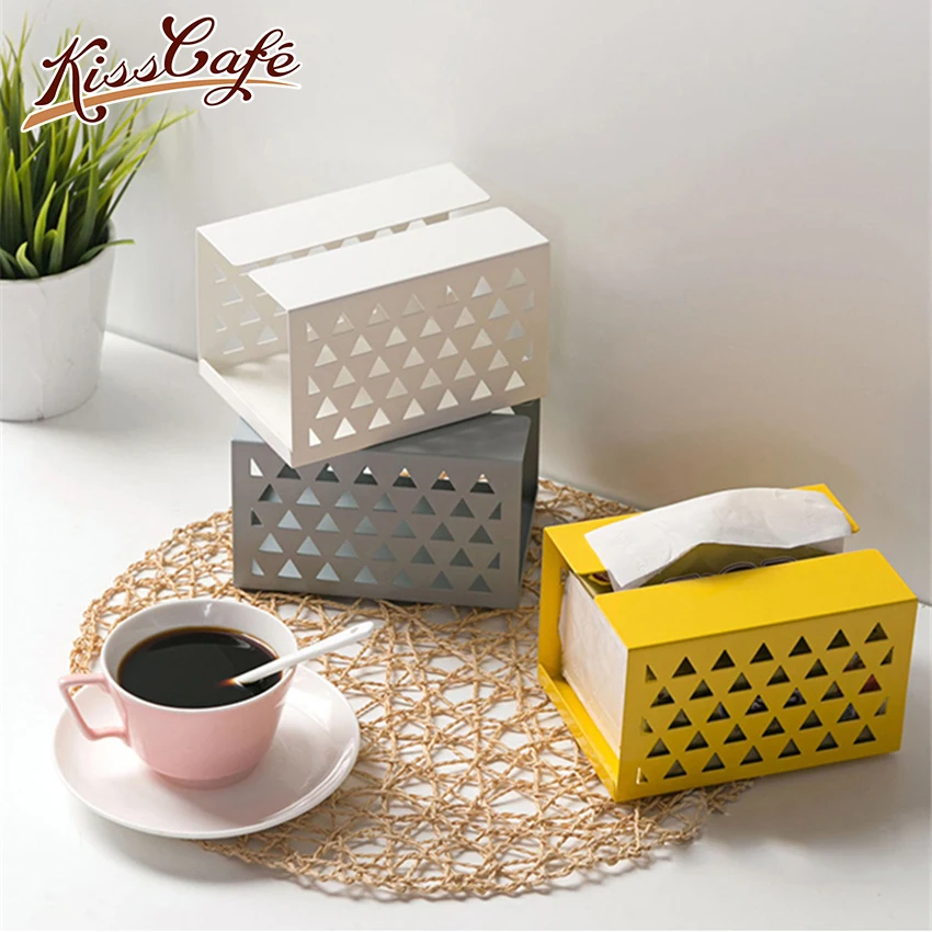 

Creative Iron Hollow Tissue Box Paper Napkin Case Holder Home Desktop Car Napkins Holder Case Organizer Home Decoration