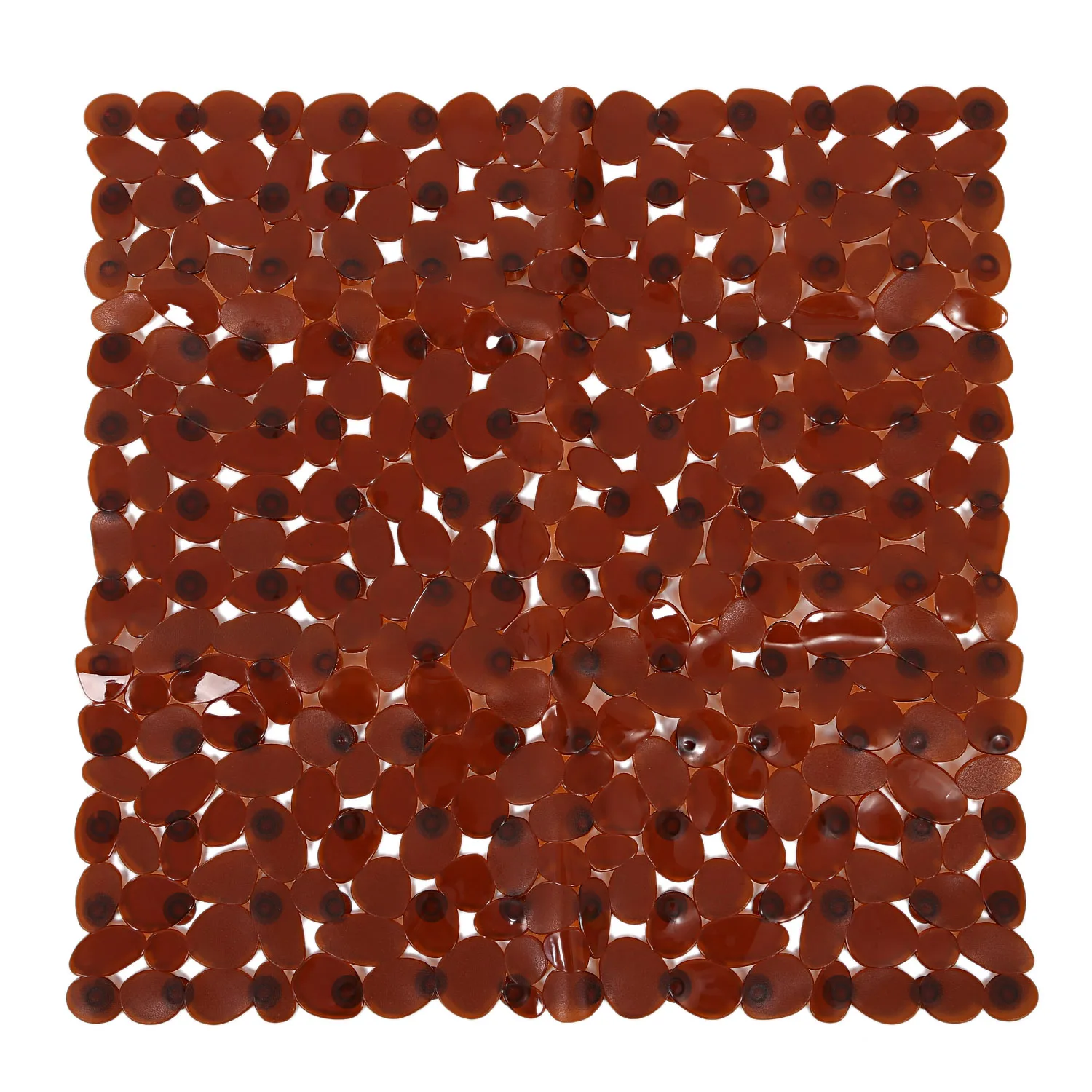 

YHYS Pebble Non-Slip Suction Bath Mat - Square Mat for Shower or Tub, Amber