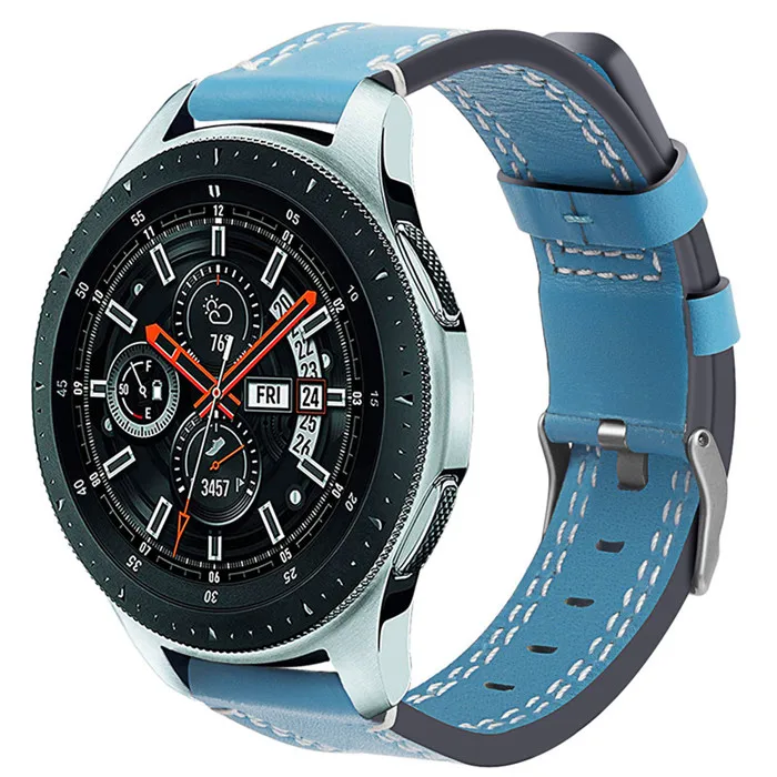 Ремни для samsung gear S3 Frontier кожаный браслет для samsung Galaxy Watch 46 мм ремешок Leathe Band 22 мм ремешок для часов аксессуары - Цвет ремешка: hu blue