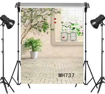

LB Polyester & Vinyl Potted Plant Windowsill Photo Frames Dreamy Studio Backdrop Photography Photo Props Photographic Background