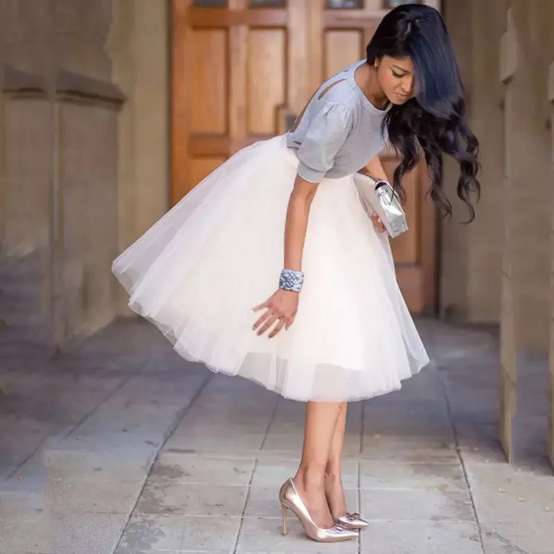 Puffy New Arrival 5 Layer Fesyen Wanita Tulle Skirt Tutu Pengantin Pengantin Pengantin 2018 Overskirt Petticoat Lolita Saia