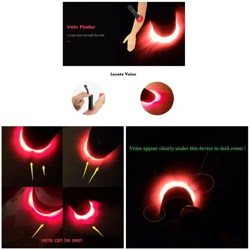 

New Portable Red LED Flashlight Vein Finder Tool Transilluminator Vein Viewer LMH66