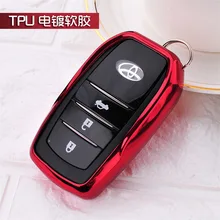 Чехол для автомобильного ключа из ТПУ для Toyota, чехол с электропокрытием для Camry Highlander Prado Crown Land Cruiser Prius Vitz, защитный чехол для смарт-ключа