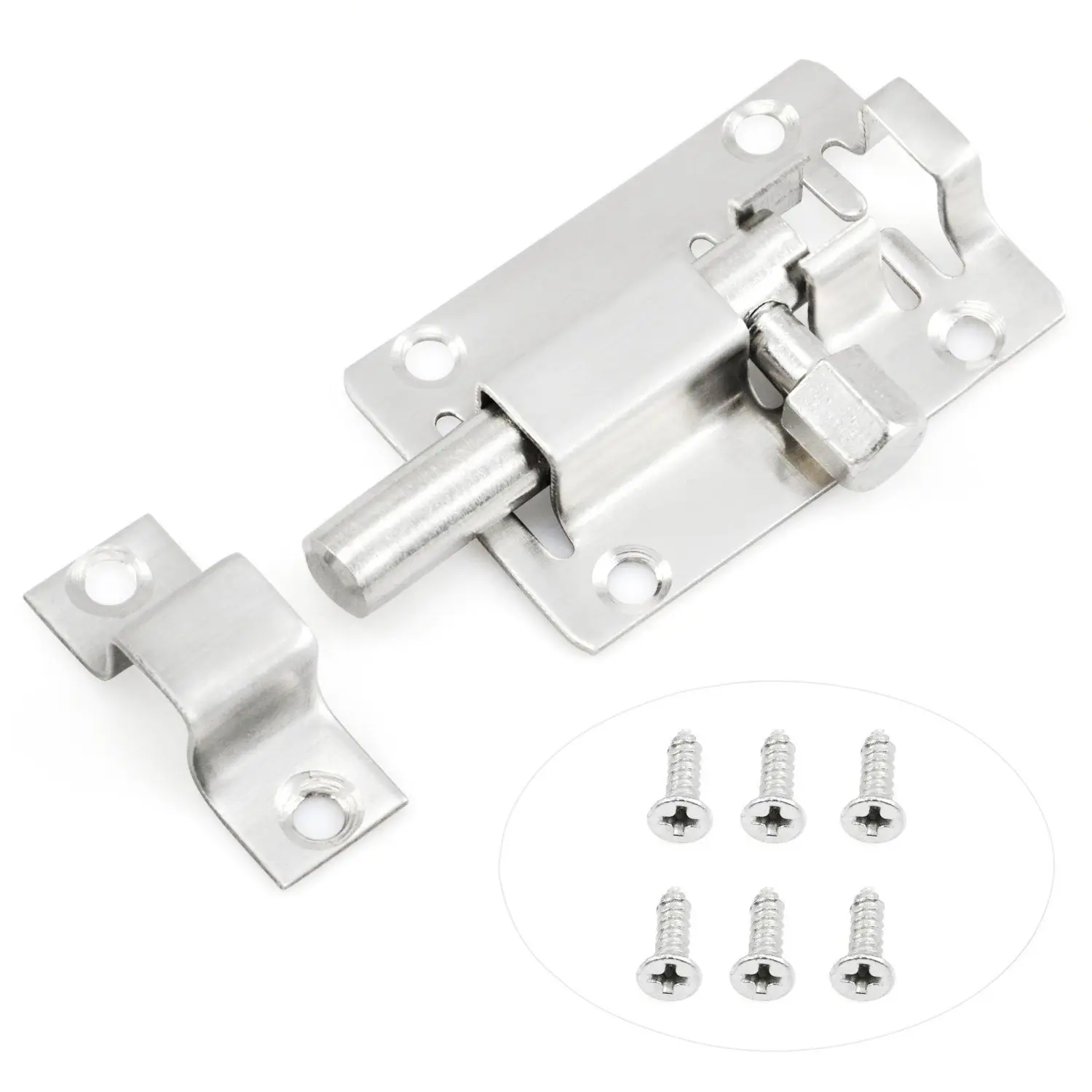 

Easy Fit Door Lock Slide Bolt for Bathroom/Toilet/Shed/ Bedroom/ Furniture Catch Latch