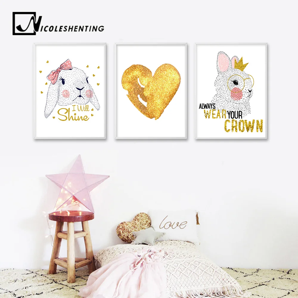 

Kawaii Rabbit Wall Art Canvas Painting Posters and Prints Nursery Decorative Picture for Baby Living Room Modern Home Decor