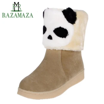 

ZALAVOR Women Short Boots Plush Fur Mixed Color Half Snow Boots Women Shoes Warm Winter Shoes Female Footwear Size 32-40
