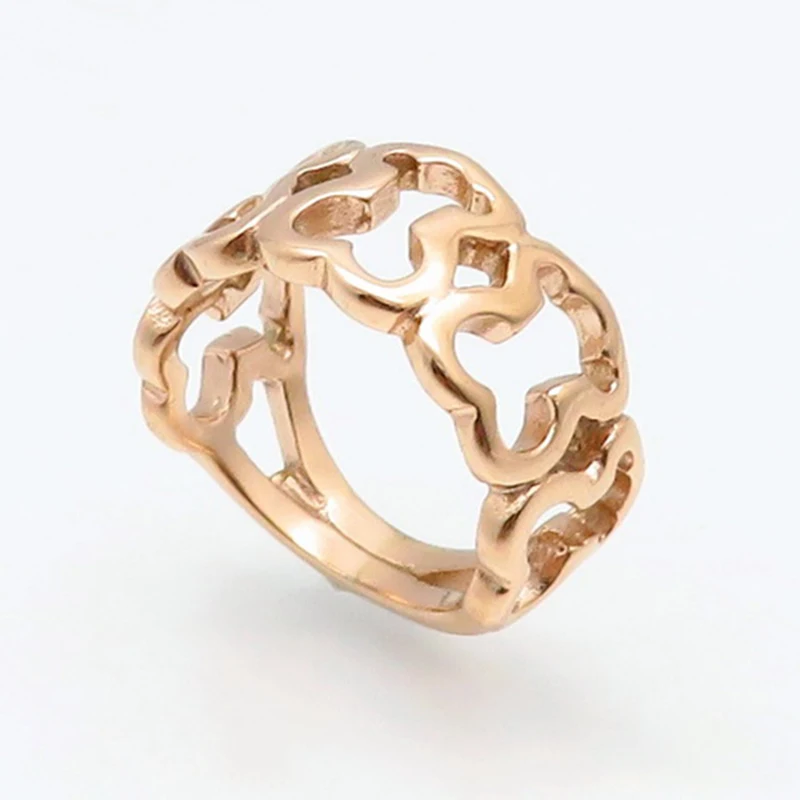 

Bear Rose Gold Cute Cartoon Hollow Out Ring Silver Party Women's Pierced Rings Gold Stainless Steel Gift Size 6 to Size 9