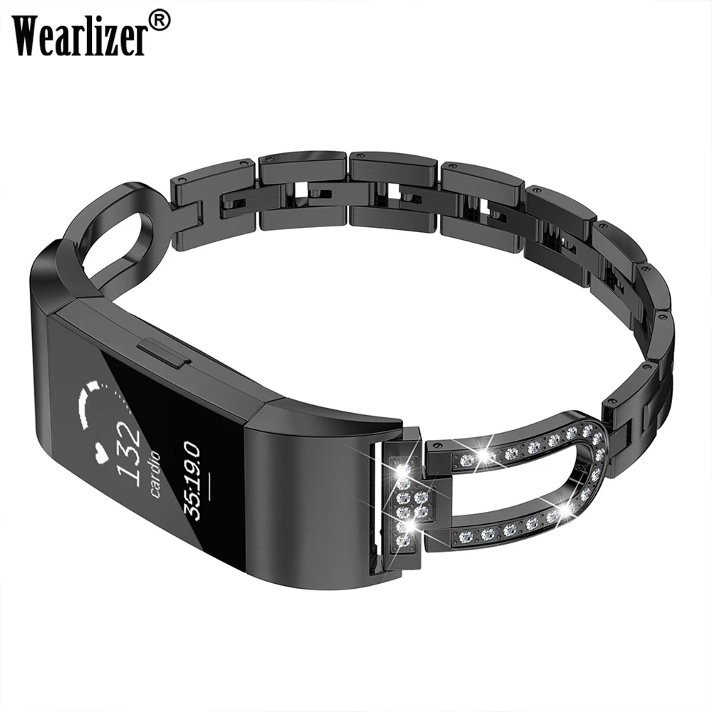 

Watch Band For Fitbit Charge 2 Replacement Wristband Strap Metal Bracelet Adjustable For Fitbit charge 2 Bands with Rhinestone