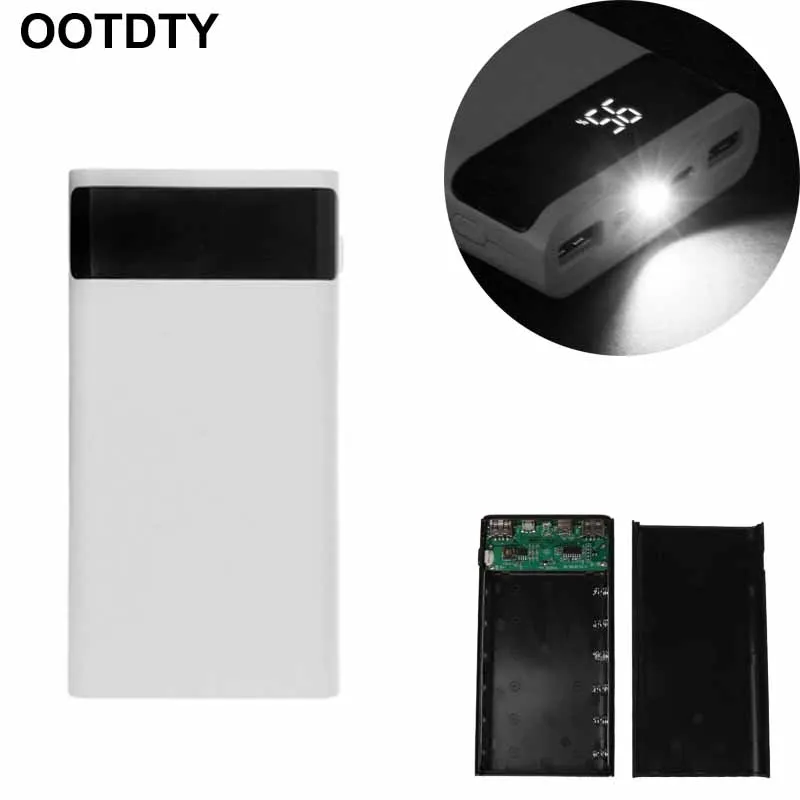 QC 3,0 Тип C PD 6x18650 Батарея DIY Мощность банка Box светодиодный свет Dual USB Зарядное устройство для iPhone samsung сотового телефона Tablet