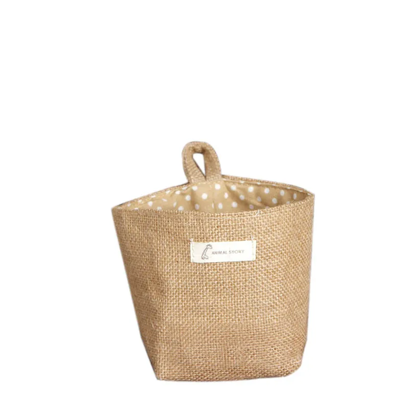 

Dots Printing Small Sack Bag Non-woven Fabric Cloth Hanging Storage Basket Home Kitchen Bathroom Storage Pouch Wholesale