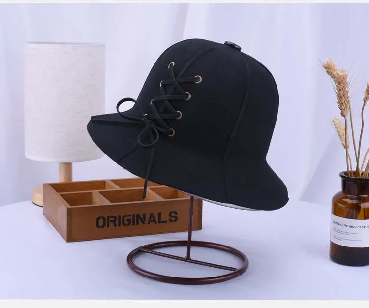 QDKPOTC 2018 Новая мода Fedoras Для женщин широкими полями купол повязку бабочка 100% шерсть Кепки Повседневное шляпа Рыбак Шапки