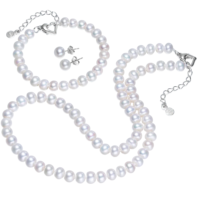 DAIMI Natural Pearl Jewelry Sets Necklace Bracelet Earrings Pearl Set ...