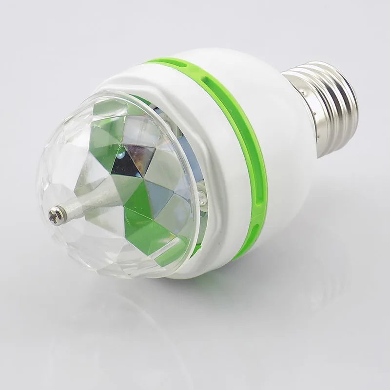 Портативный E27 3 Вт цветной Авто вращающийся RGB светодиодный светильник