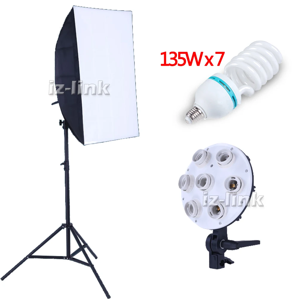 

23.5"X35.5" Rectangle Softbox 7x light Holder Lamps 135Wx7 Stand Studio Kit