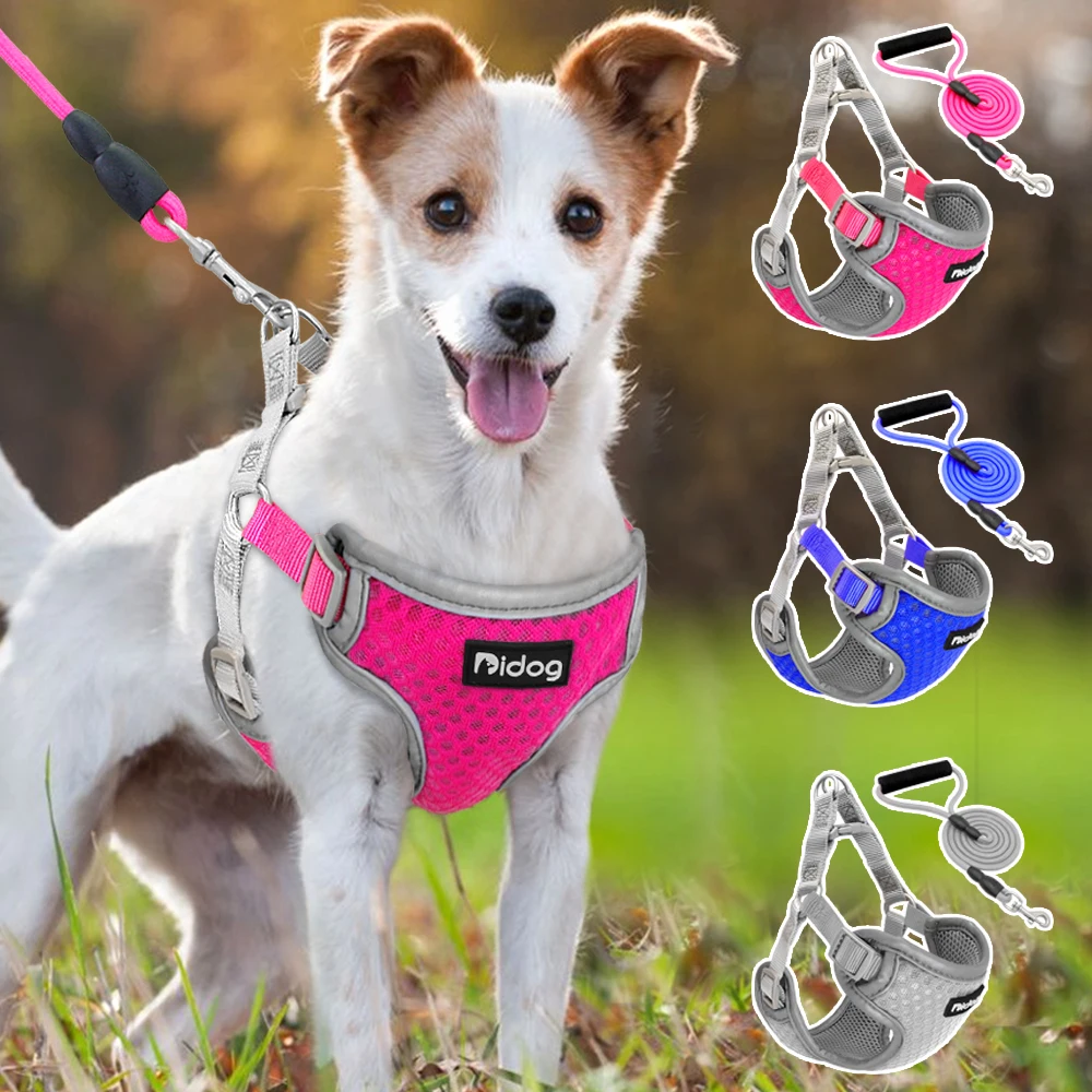 

Reflective Dog Harness Adjustable Nylon Mesh Pet Puppy Harness Vest Pets Walking Leash Lead For Small Medium Dogs Arnes Perro