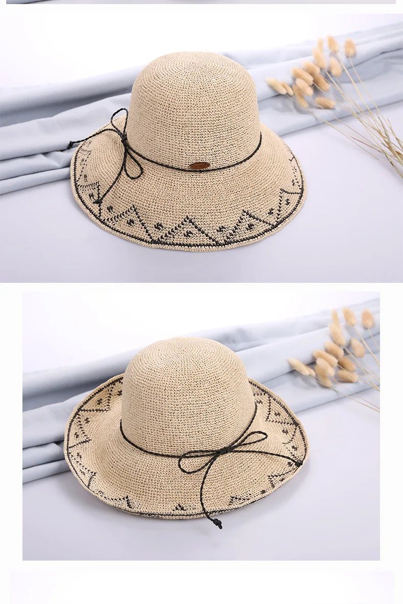 Шляпа Женская дорожная соломенная шляпа летняя маленькая свежая пляжная шляпа Корейский Приморский козырек