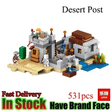 Lepin Minecraft 531 pcs O Deserto Post Meu Mundo Modelo de casa kits figuras Modelo Conjunto de Blocos de Construção Tijolos Brinquedos Para crianças presentes