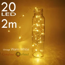 { 2 sets } 2.3M 7.5ft copper wire string 20 LED AA battery operated fairy lights for holiday party wedding decoration garlands