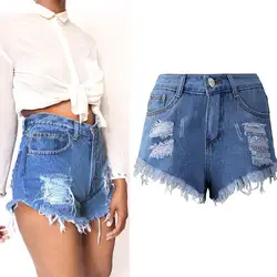 2019 Новое поступление повседневные летние горячие продажи джинсовые женские шорты высокие waists с меховой подкладкой для ног плюс размер